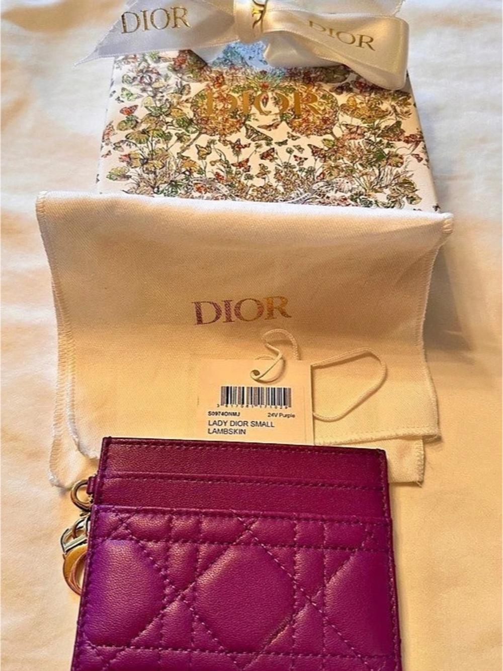 Dior Lady Dior Small Card Holder Purple